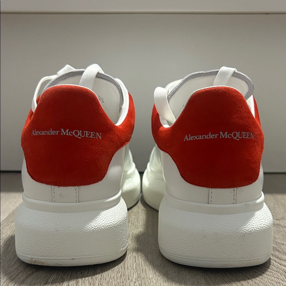Alexander McQueen Red and White Designer Sneakers (Size 44, •READ DESCRIPTION)